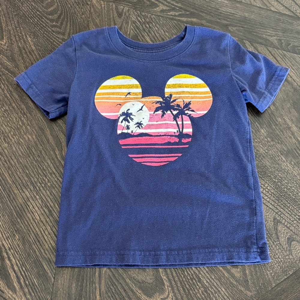 Mickey Mouse Kids Shirt with Sunset Graphic